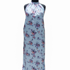 Blue Floral Nubian Maxi Dress with Scarf (STOCK #0001)  SIZE: US 10/UK 14 (M)