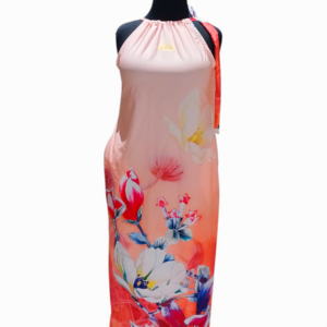 Peach Bloom Halter Maxi Dress (STOCK #0002) SIZE: US 10/UK 14 (Medium)