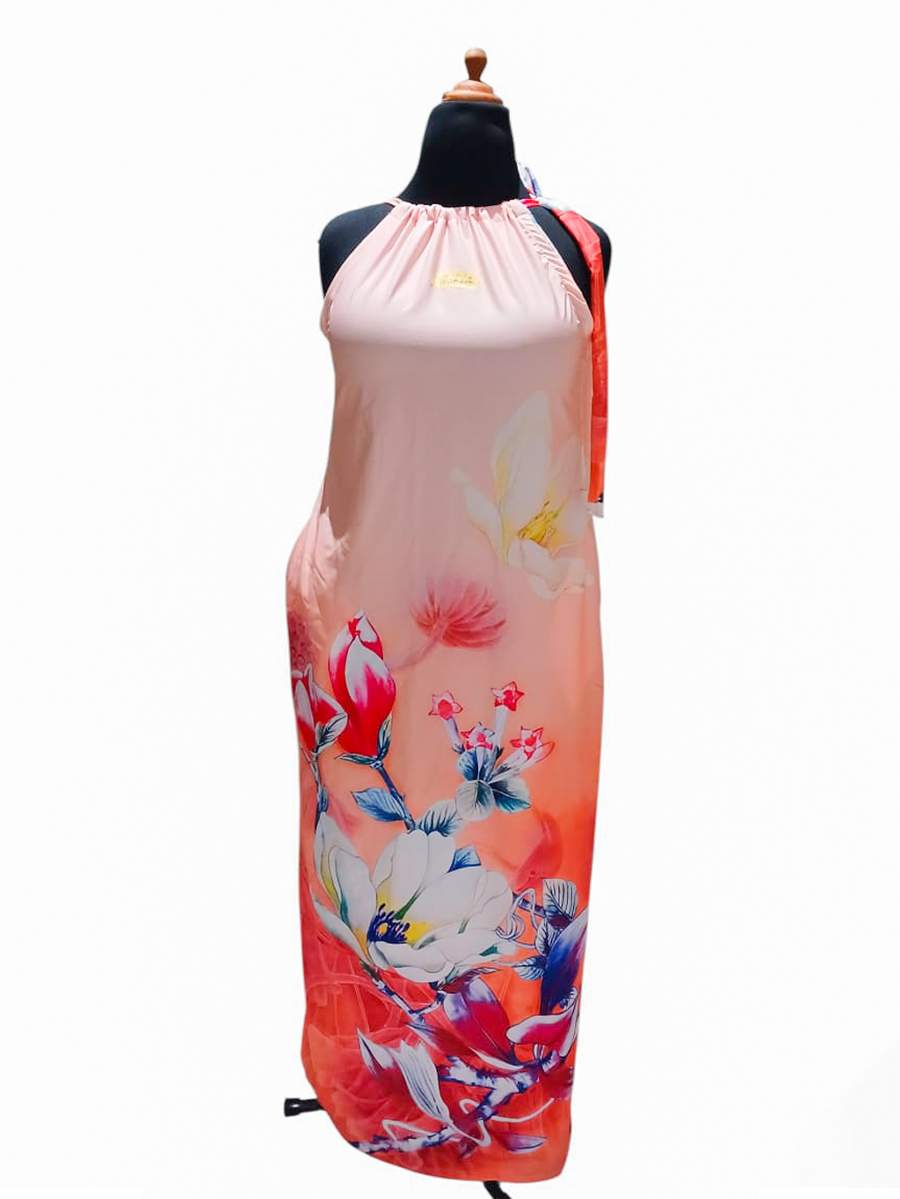 Peach Bloom Halter Maxi Dress (STOCK #0002) SIZE: US 10/UK 14 (Medium)